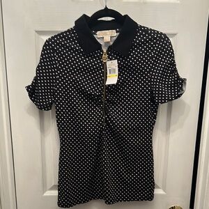 Black and White Polka Dot Women's Top Size M